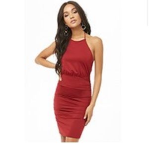 Ruched Halter Mini Dress